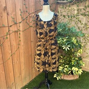 Banana Republic Dress Black with Brown Butterflies, Pockets Sz 10
